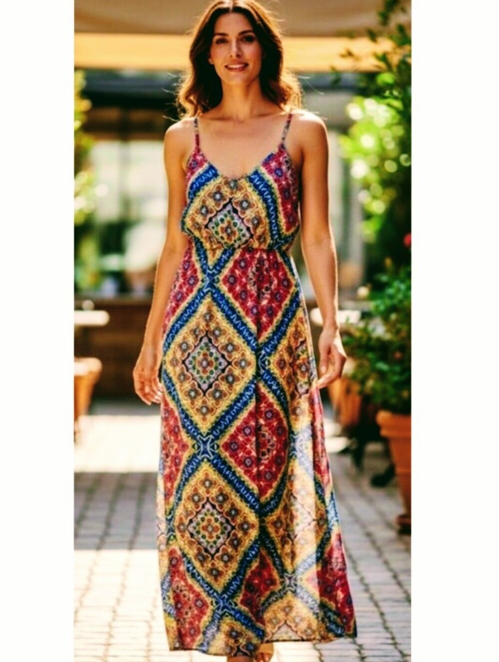SALE Peach Royal Maxi Dress Multi color Blue Pink Beige Adjustable Straps S